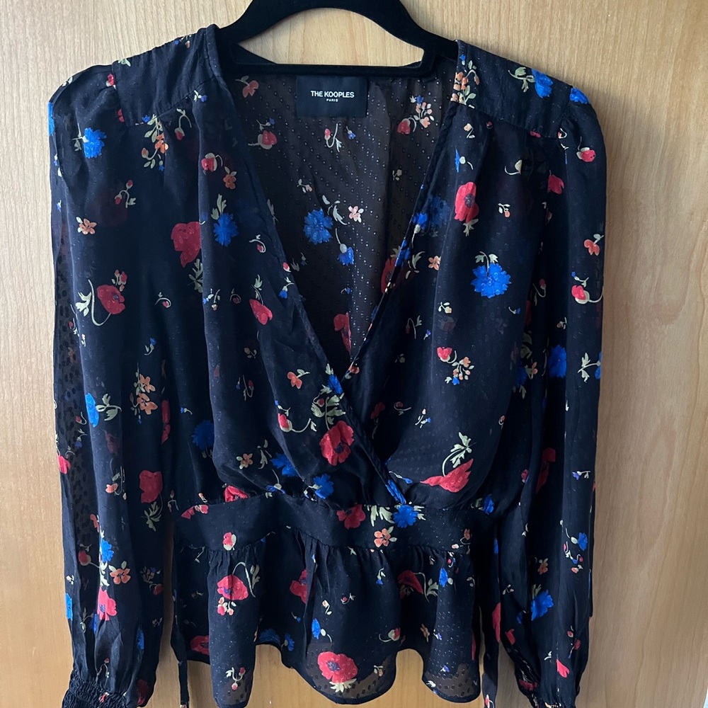 The Kooples Floral Wrap Top